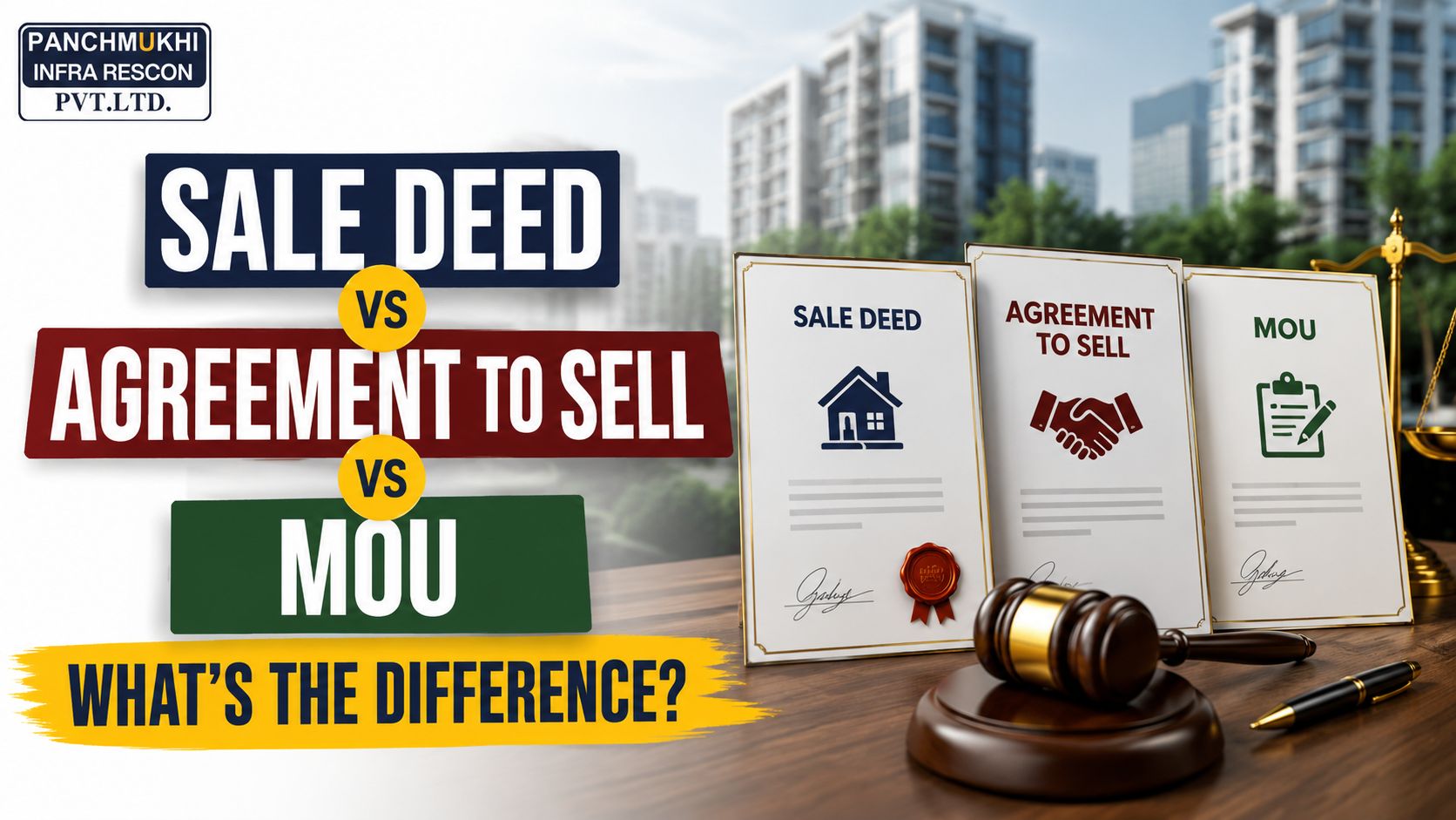 Sale Deed vs Agreement to Sell vs MOU